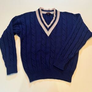 Woman’s small Blue Cable Knit Sweater. Collegiate / preppy‎ style